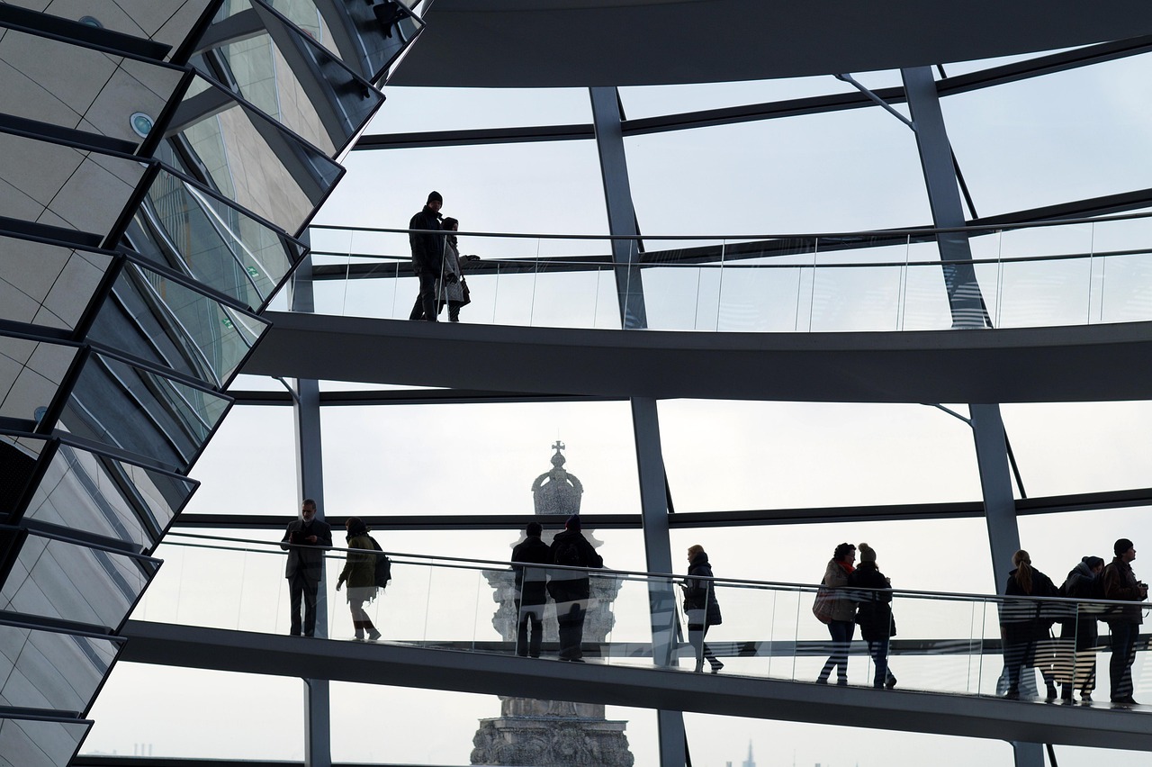 reichstag dome, building, people, silhouette, architecture, interior, dome, landmark, reichstag, berlin, germany, modern architecture, contemporary architecture, people, people, people, people, people, germany
